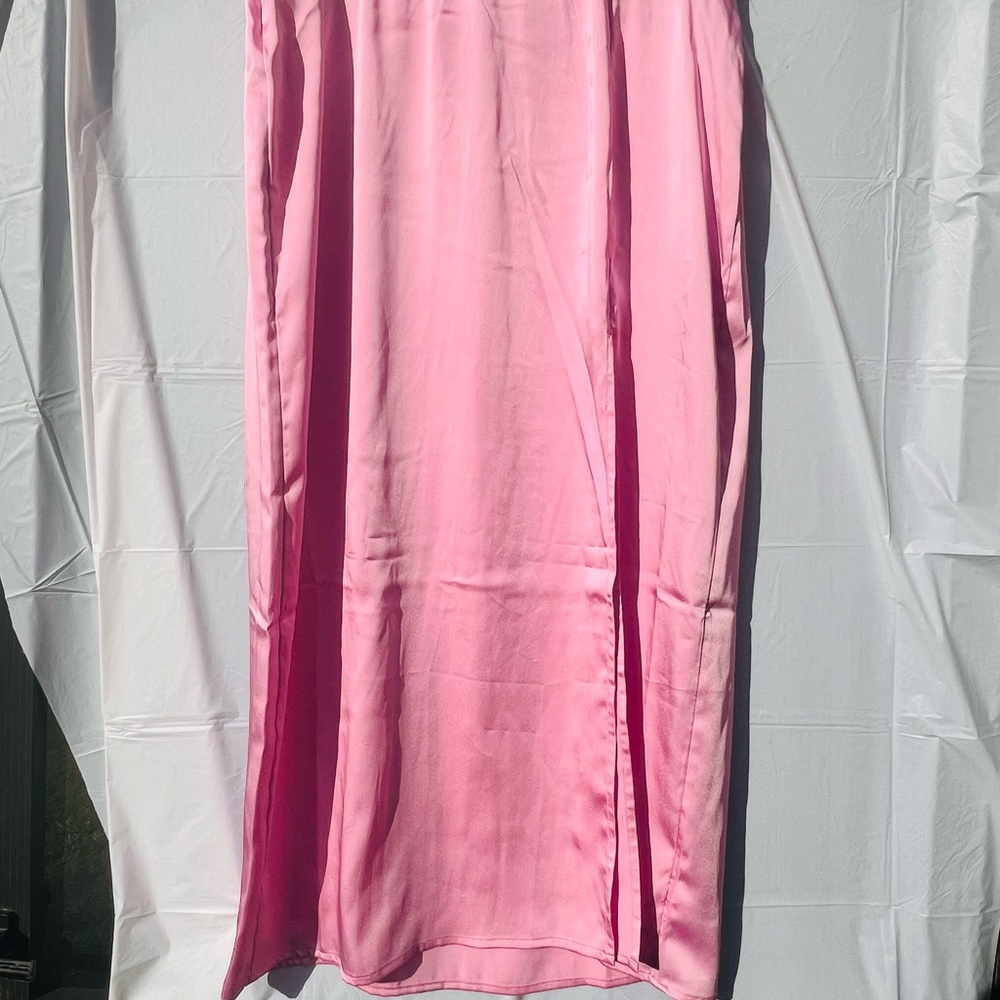 a new day Pink Midi Skirt with Side Slit